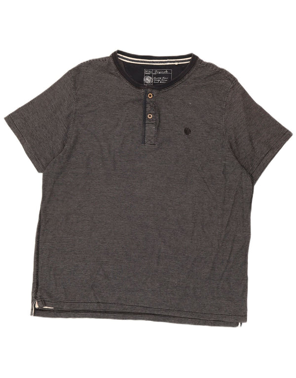 Camiseta masculina Fat Face Top 2XL algodão listrado cinza