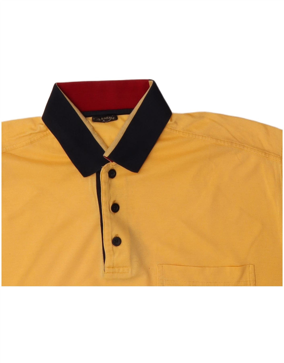 Camisa polo masculina PAUL & SHARK grande algodão colorblock amarelo