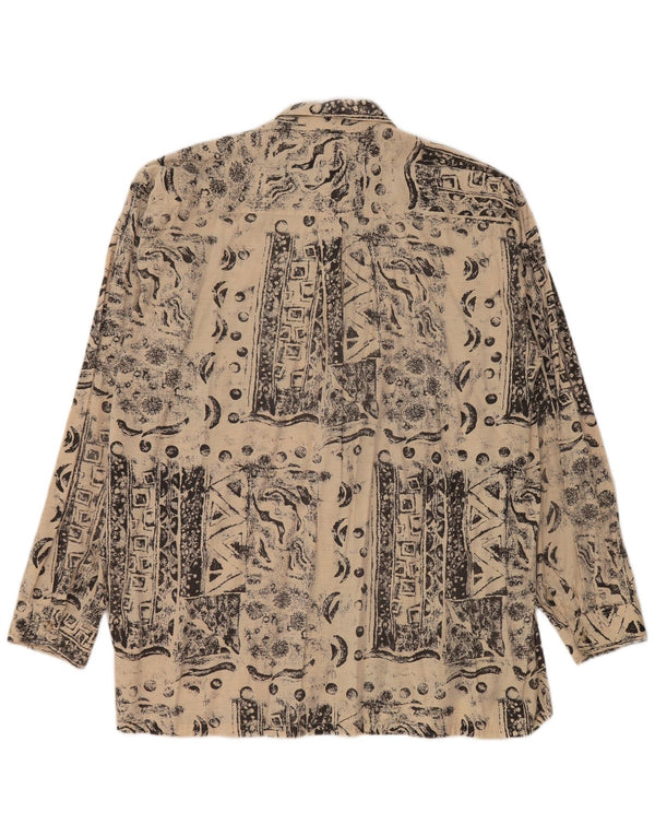 Camisa masculina vintage tamanho 41/42 16 1/2 grande viscose geométrica bege