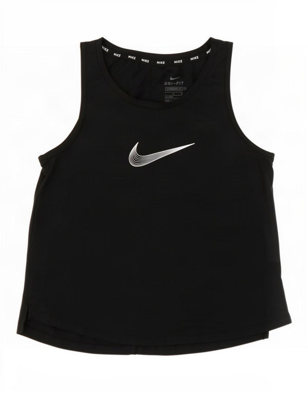 Colete gráfico Nike Girls Dri Fit Top 12-13 anos grande poliéster preto