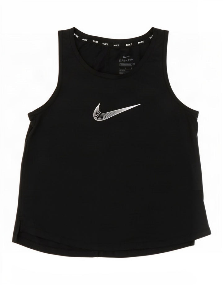 Colete gráfico Nike Girls Dri Fit Top 12-13 anos grande poliéster preto