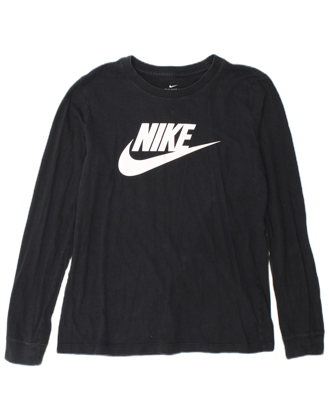 Top gráfico feminino Nike manga comprida UK 10 pequeno algodão preto