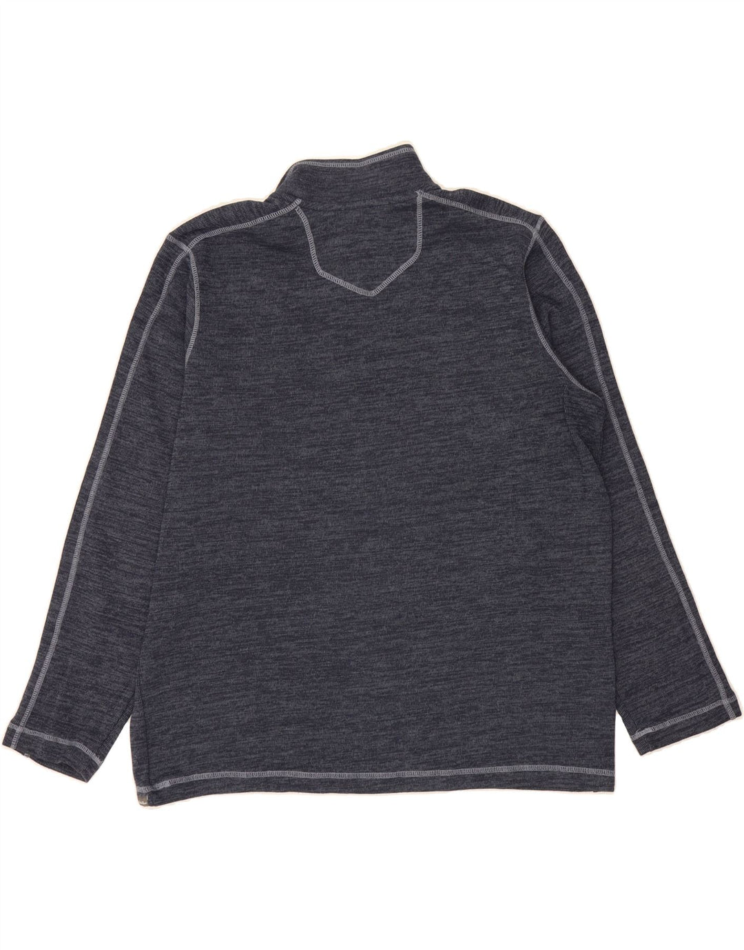 EDDIE BAUER Mens Zip Neck Sweatshirt Jumper XL Navy Blue Flecked Cotton Vintage Eddie Bauer and Second-Hand Eddie Bauer from Messina Hembry 