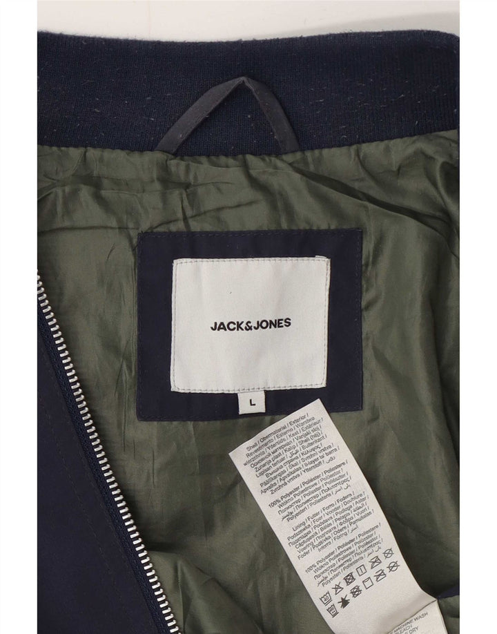 Jaqueta bomber masculina Jack & Jones Reino Unido 40 grande poliéster azul marinho