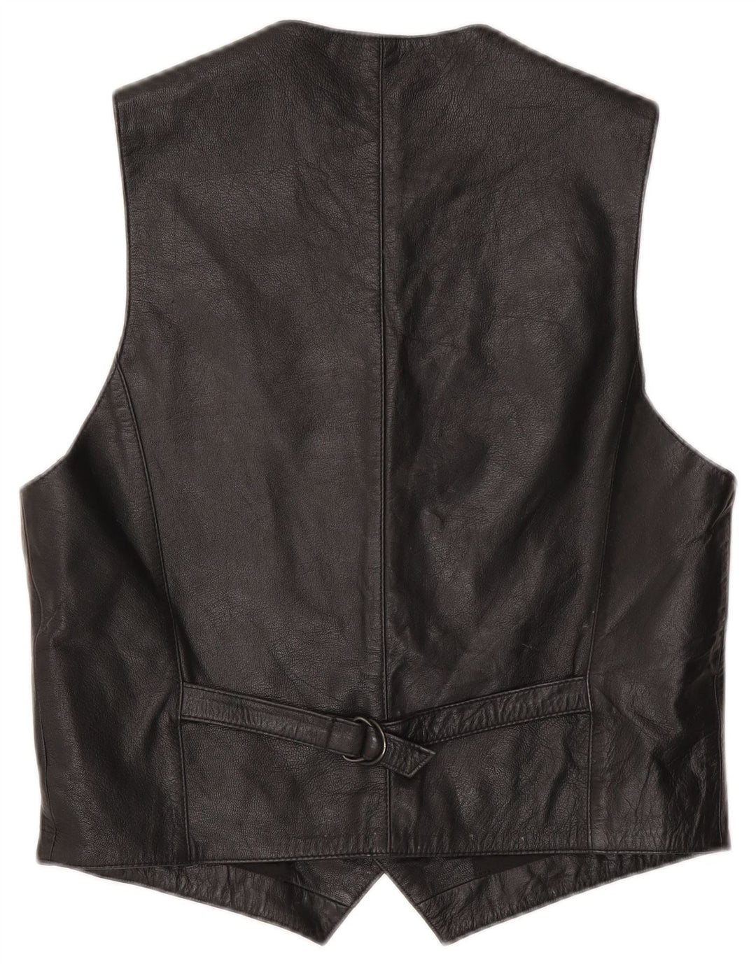 Colete de couro masculino vintage IT 50 médio preto