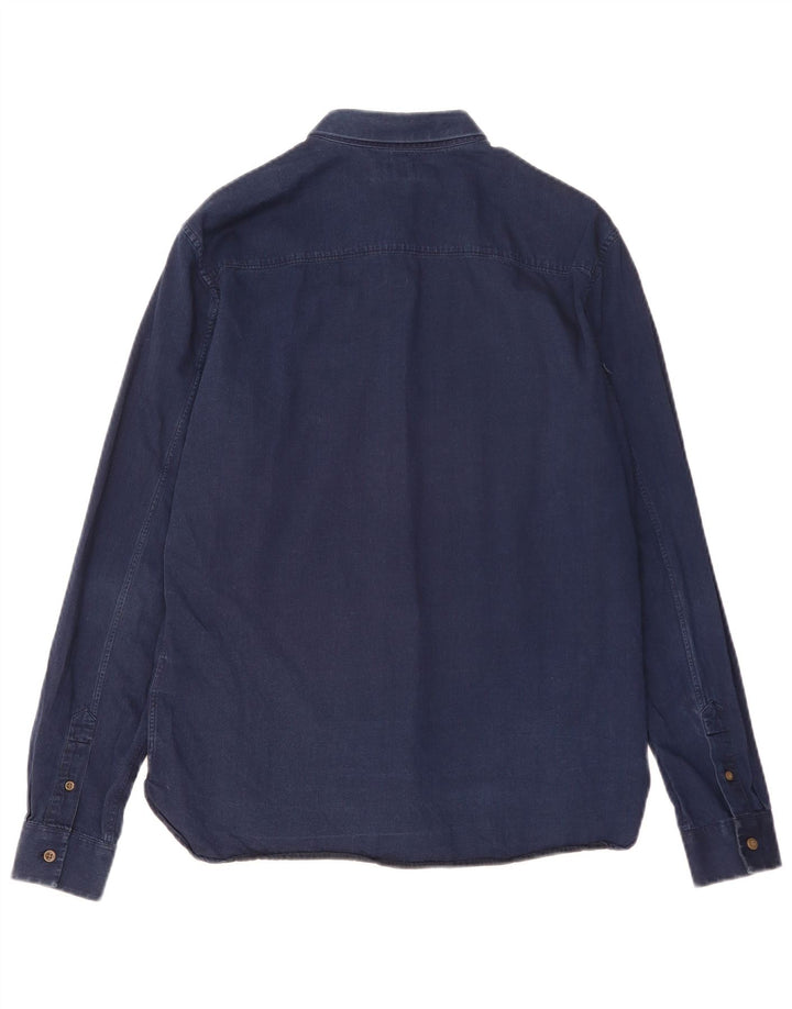 Camisa masculina All Saints de algodão azul marinho médio