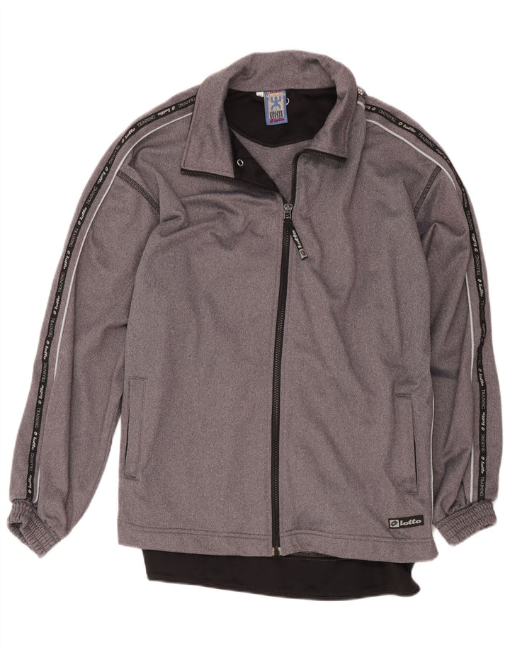 Lotto Mens Graphic Tracksuit Top Jacket Cinza Médio Colourblock Poliéster