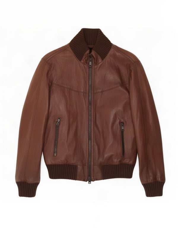 Jaqueta bomber de couro masculina Zen IT 48 marrom médio
