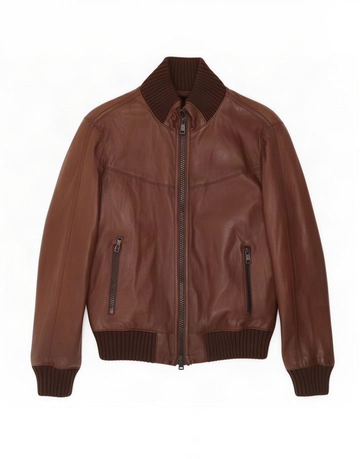 Jaqueta bomber de couro masculina Zen IT 48 marrom médio