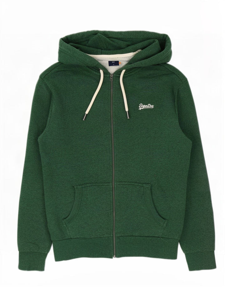 Suéter masculino Superdry com capuz e zíper médio algodão verde