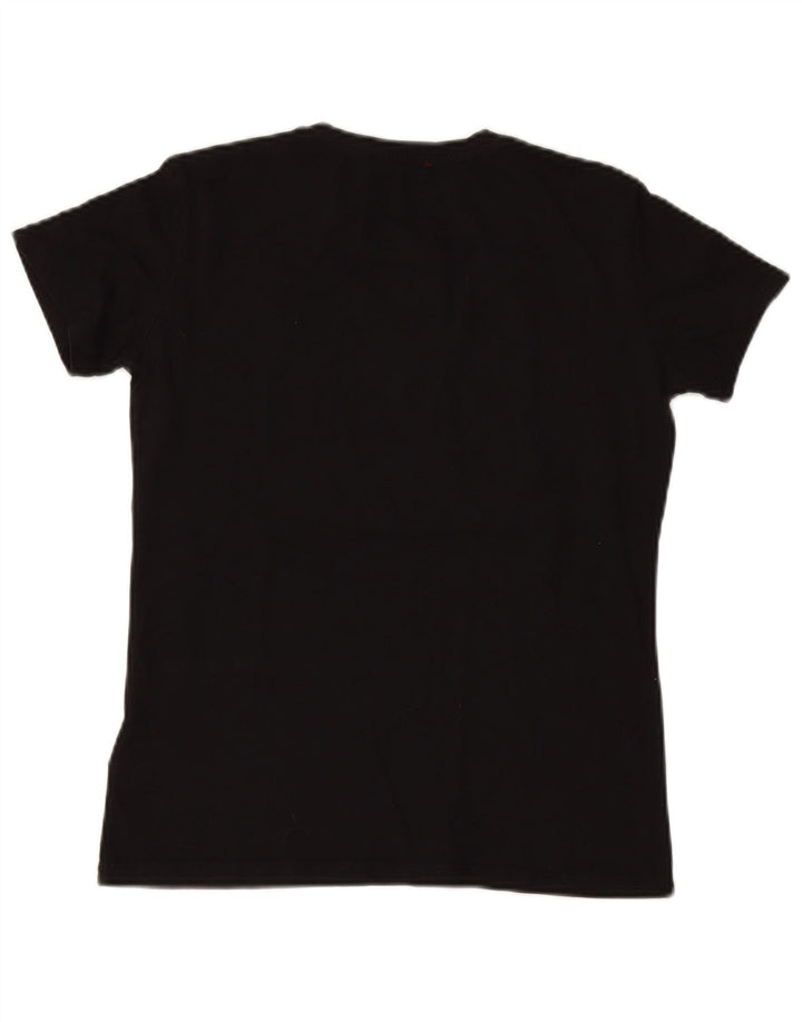 Camiseta feminina gráfica GUESS UK 12 algodão preto médio