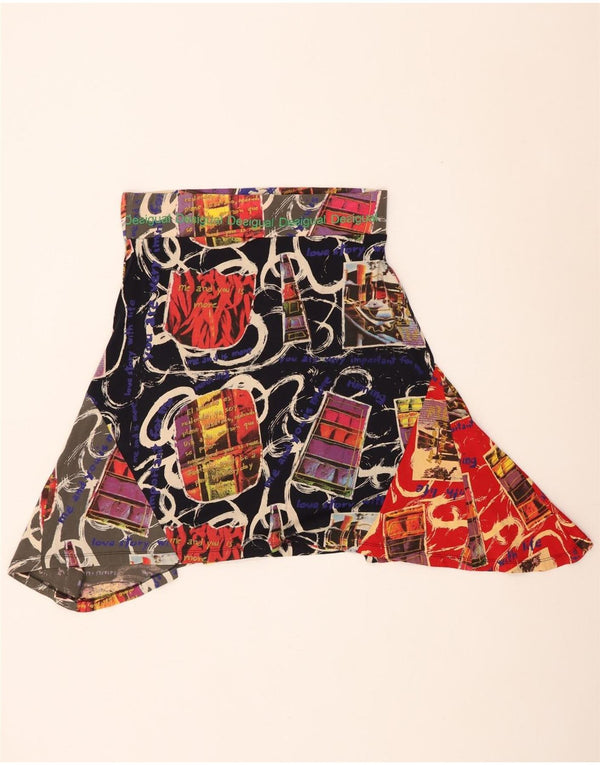 Saia feminina gráfica assimétrica Desigual XL W36 L21 algodão multicolorido
