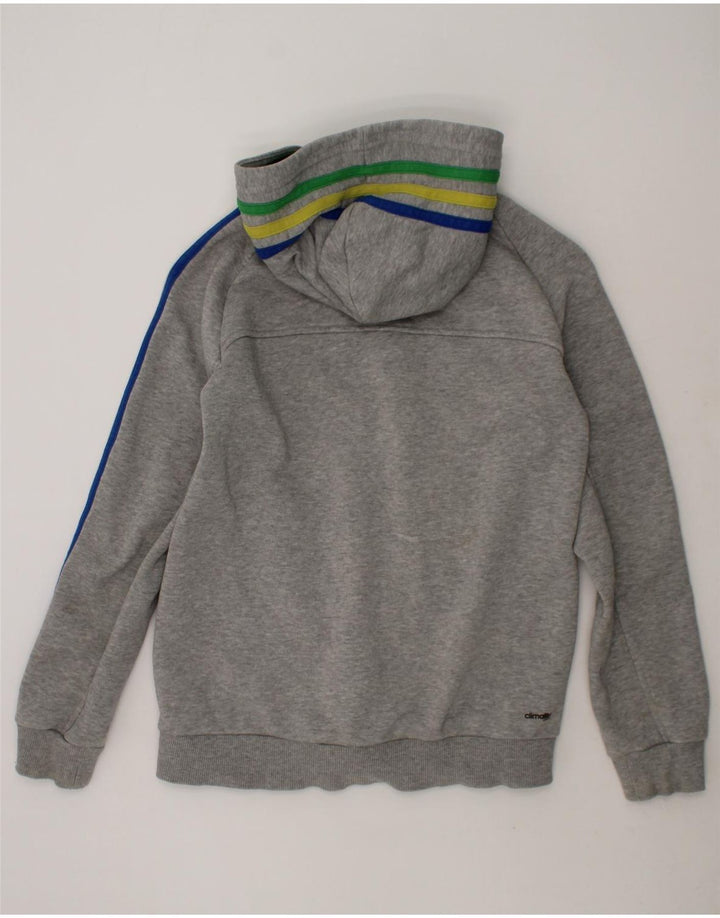 ADIDAS Boys Climalite Zip Hoodie Sweater 9-10 Years Grey Cotton Vintage Adidas and Second-Hand Adidas from Messina Hembry 