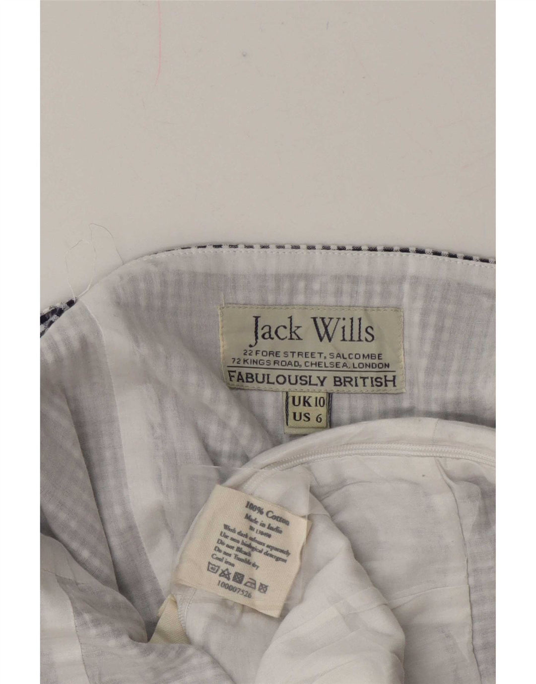 Jack Wills Macacão feminino regular sem mangas Reino Unido 10 pequeno algodão xadrez azul