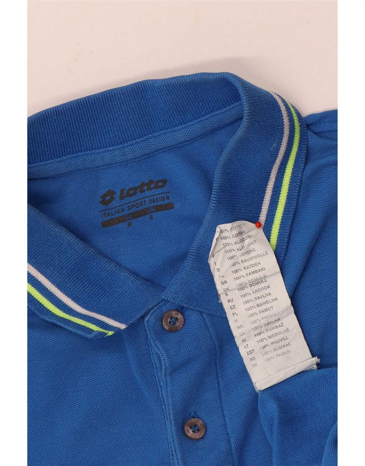 Camisa polo masculina Lotto pequena listrada azul de algodão