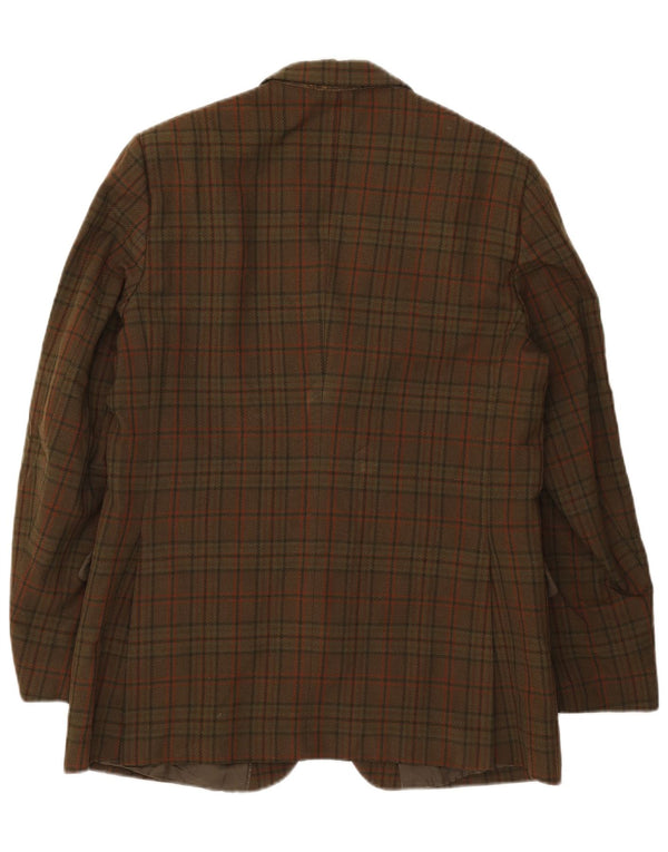 Centaur Mens 2 Button Blazer Jacket UK 38 Medium Khaki Check Wool