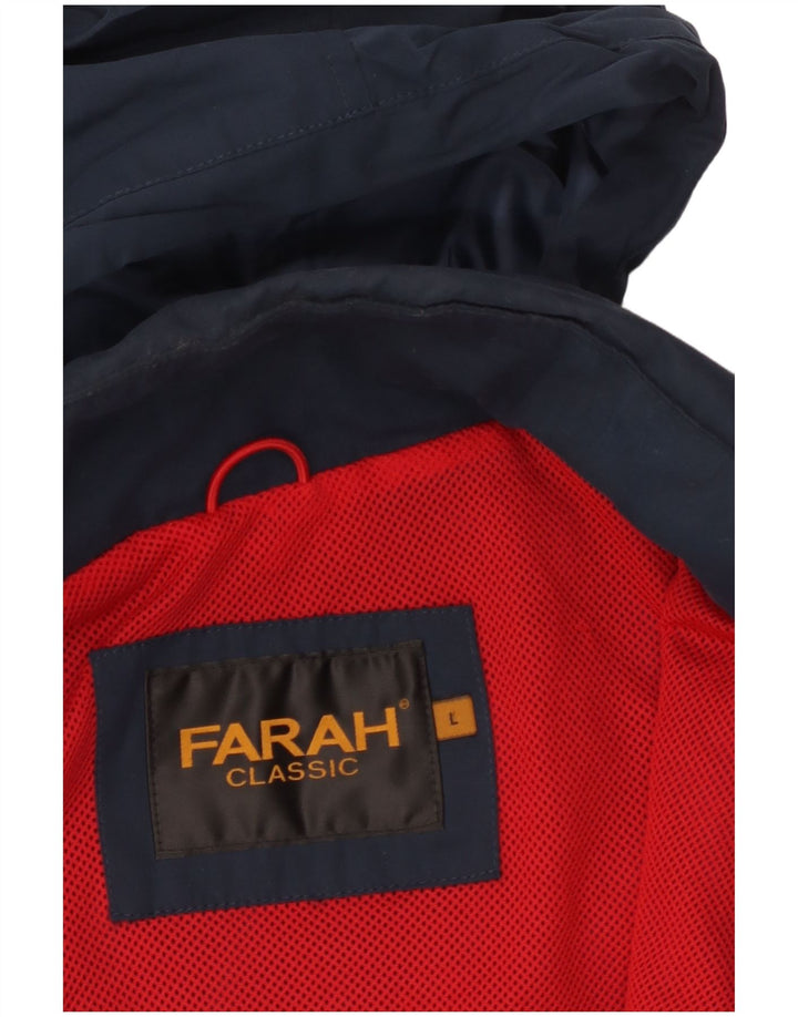Jaqueta de chuva masculina Farah com capuz Reino Unido 40 grande azul marinho