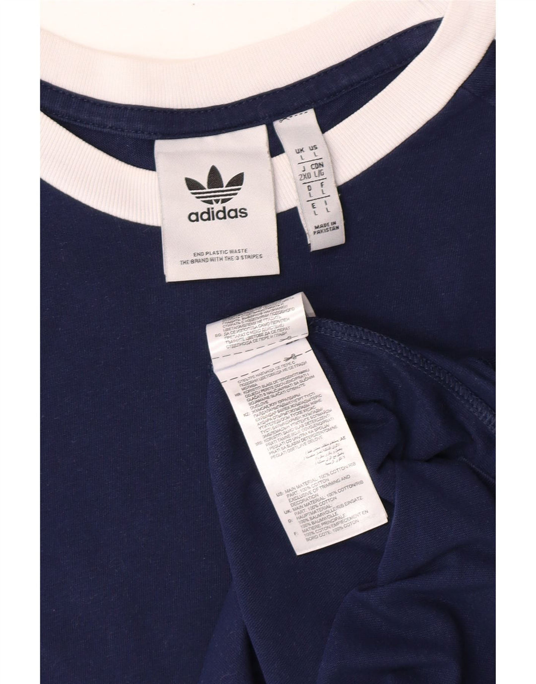 Camiseta masculina ADIDAS grande algodão azul marinho