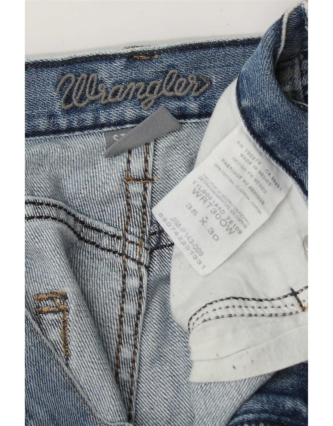 Wrangler Mens Straight Jeans W36 L30 Azul Algodão