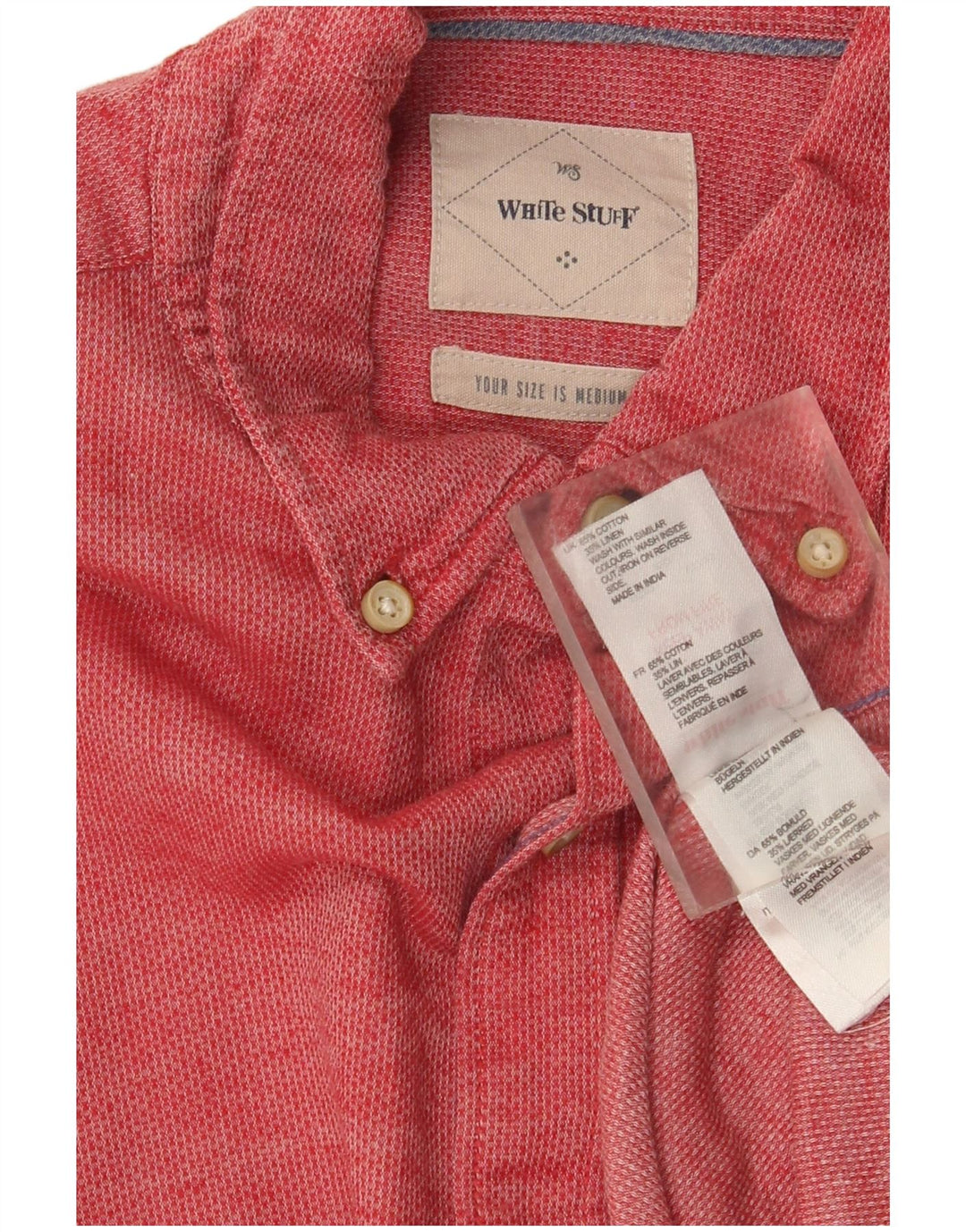 Camisa masculina clássica White Stuff de algodão vermelho médio