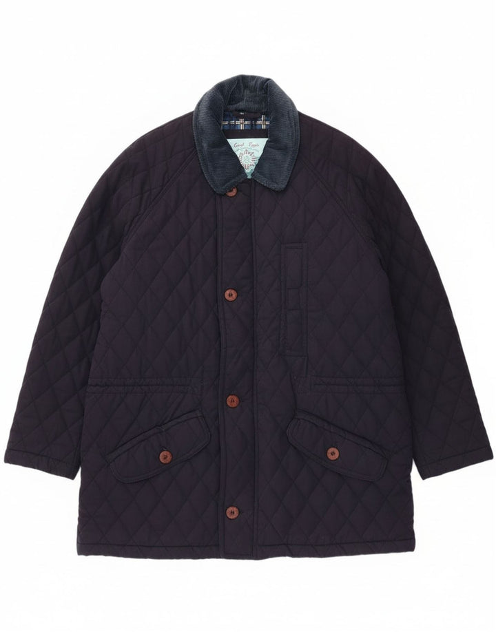 Jaqueta acolchoada masculina vintage UK 42 XL poliéster azul marinho
