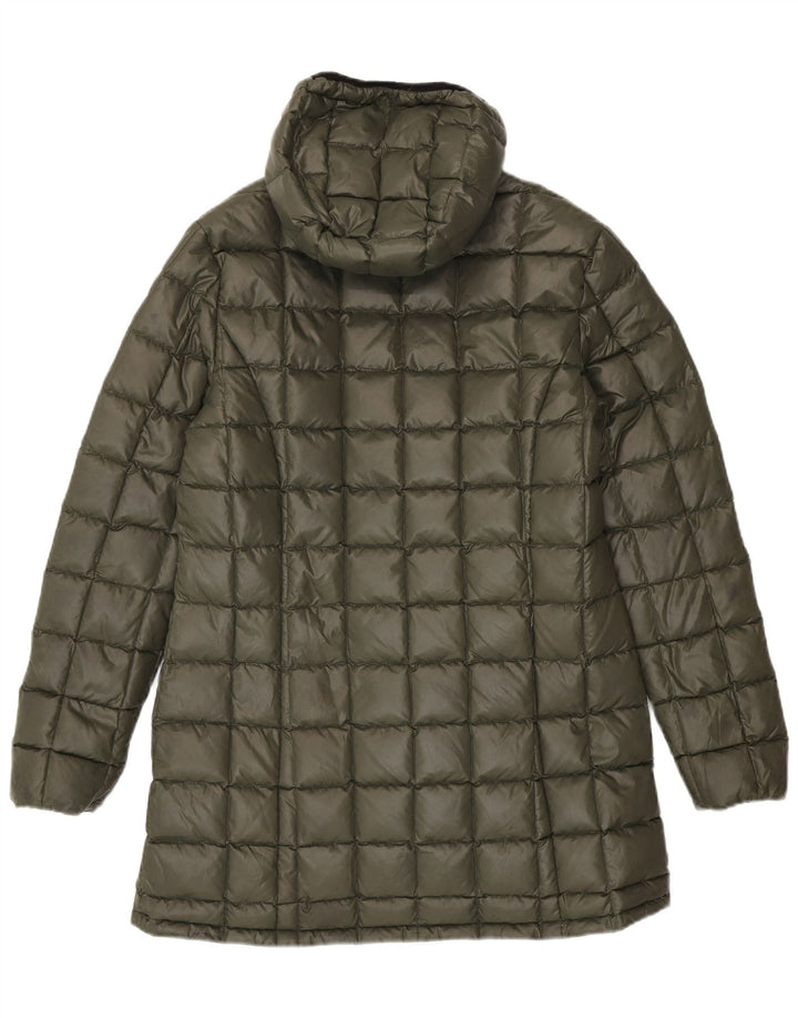 Casaco acolchoado reversível com capuz feminino K-Way EUA 6 bloco colorido preto médio