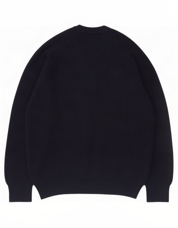 Suéter masculino Navigare com gola redonda, lã azul marinho médio