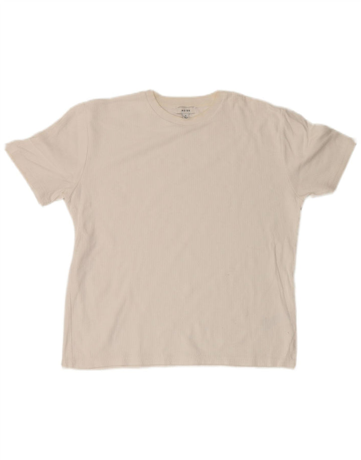 Camiseta masculina Reiss Top médio algodão branco