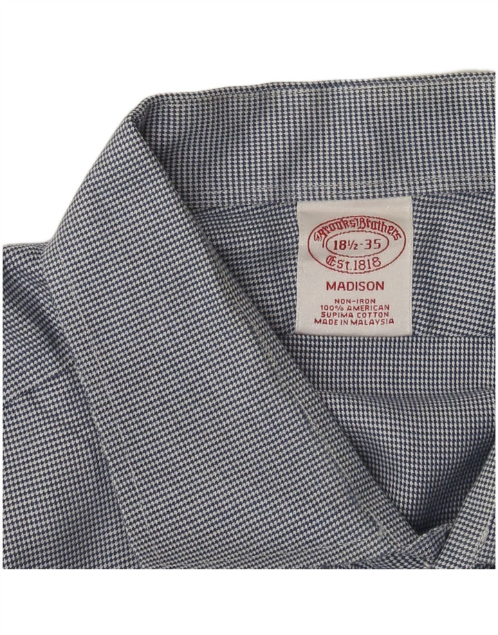 Camisa masculina BROOKS BROTHERS Madison tamanho 18 1/2 2XL azul houndstooth algodão