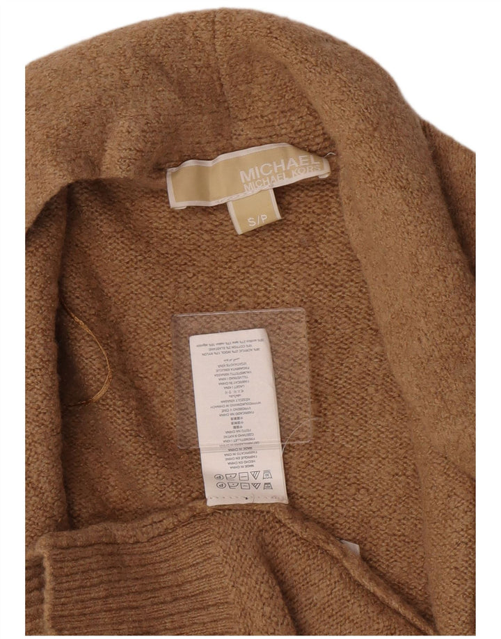 Suéter cardigã aberto Michael Kors Longline feminino Reino Unido 10 pequeno bege
