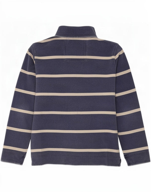 Crew Clothing Mens Zip Neck Moletom Jumper XL Azul Marinho Listrado Algodão