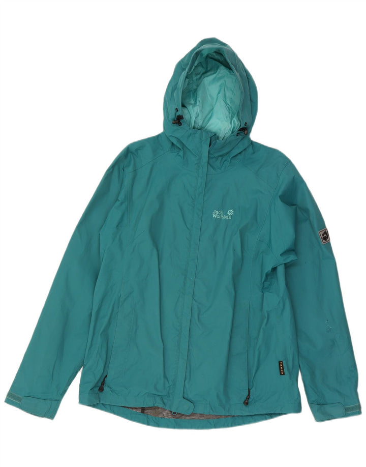 Jaqueta de chuva feminina com capuz Jack Wolfskin Reino Unido 18 XL turquesa poliamida