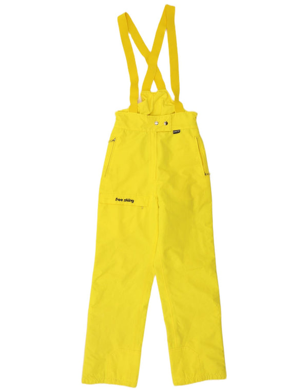 Calças de esqui femininas vintage EU 34 XS poliamida amarela