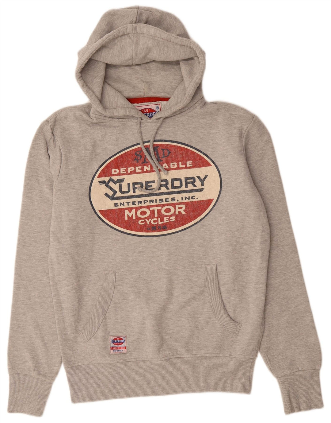 Suéter com capuz gráfico masculino SUPERDRY algodão cinza médio