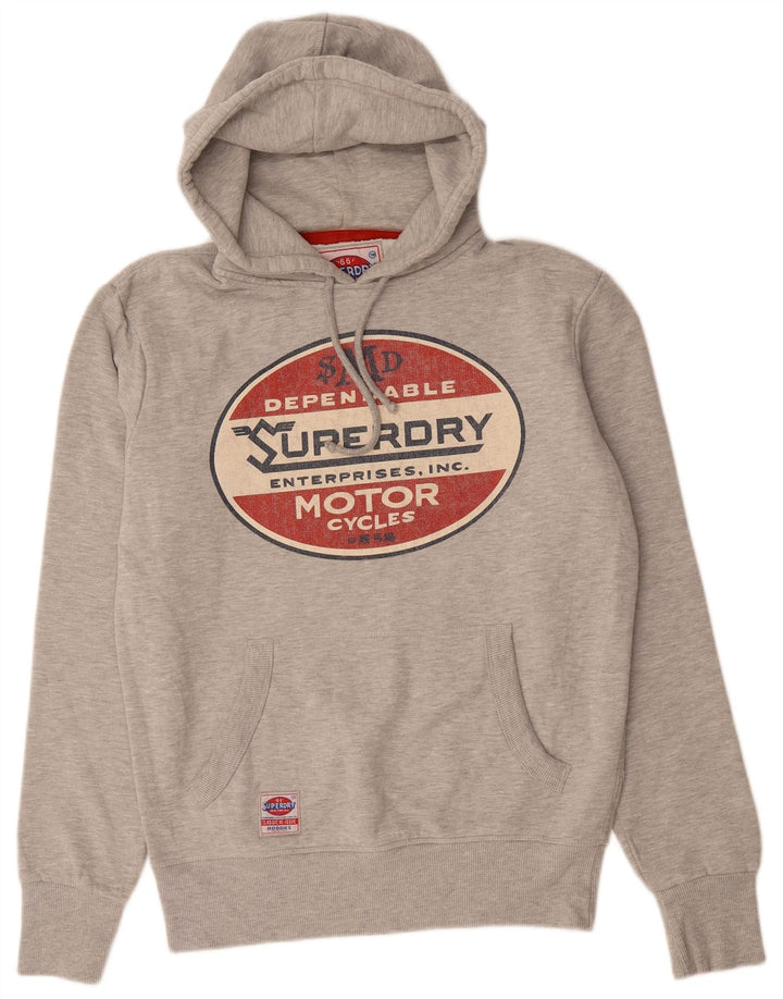 Suéter com capuz gráfico masculino SUPERDRY algodão cinza médio