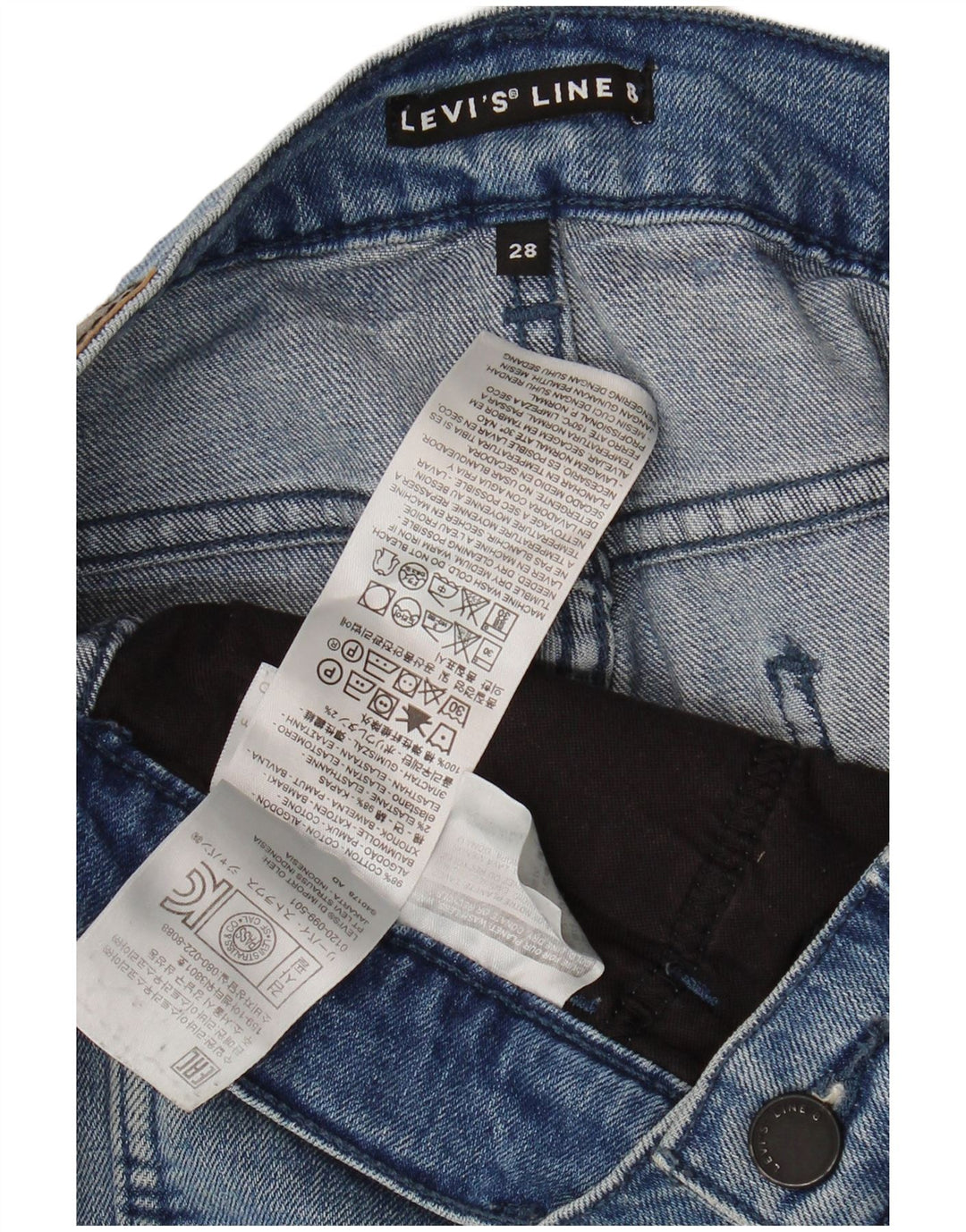 Shorts jeans feminino Levi's Line 8 W28 algodão azul médio