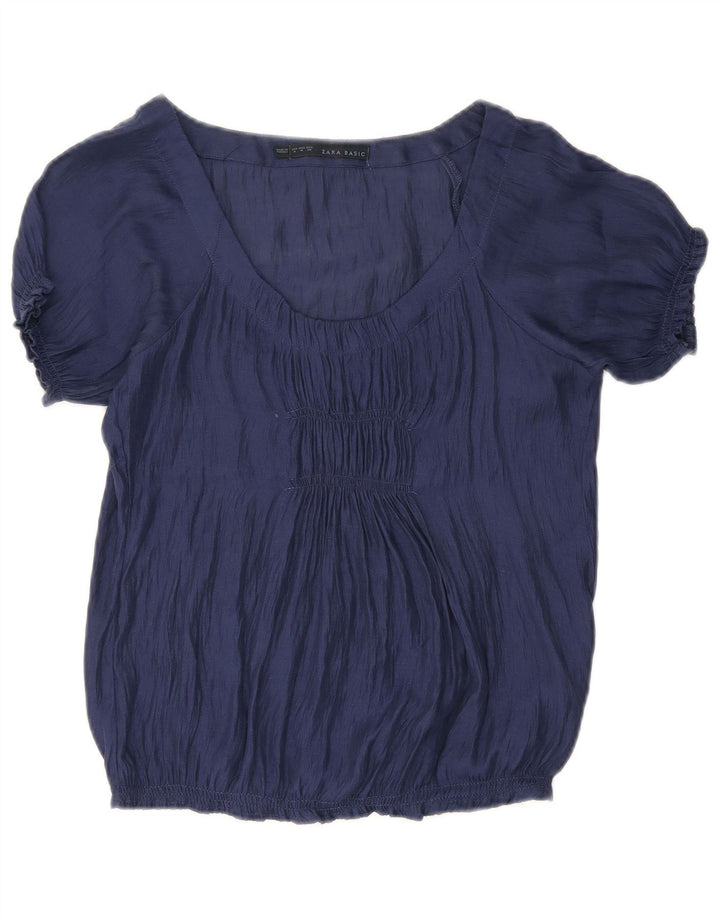 Blusa feminina Zara UK 12 médio azul marinho