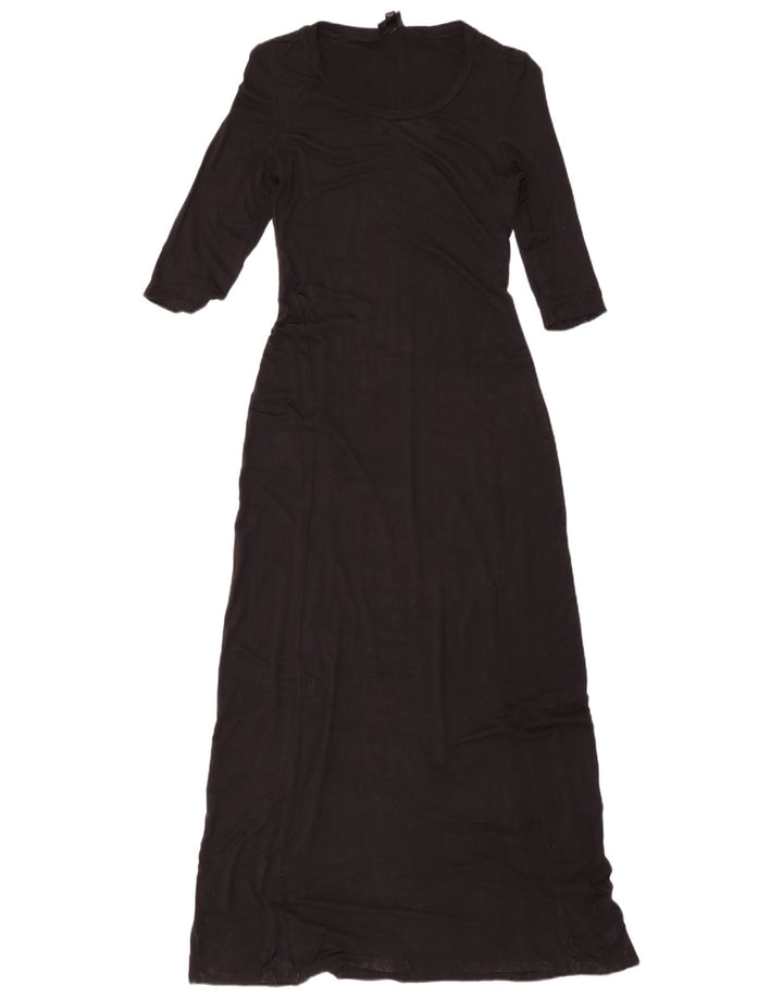 Vestido maxi feminino MOSSIMO manga 3/4 UK 6 XS preto rayon