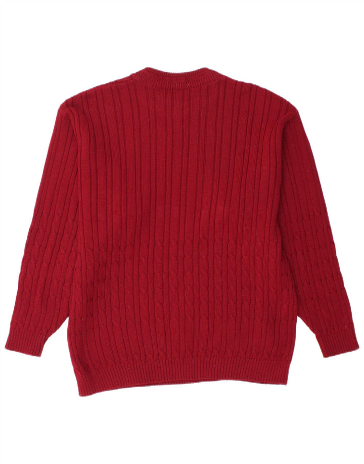 Suéter masculino VINTAGE com gola redonda de lã marrom médio