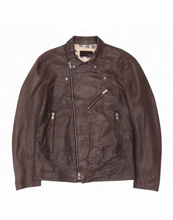 Jaqueta de couro masculina vintage UK 38 marrom médio