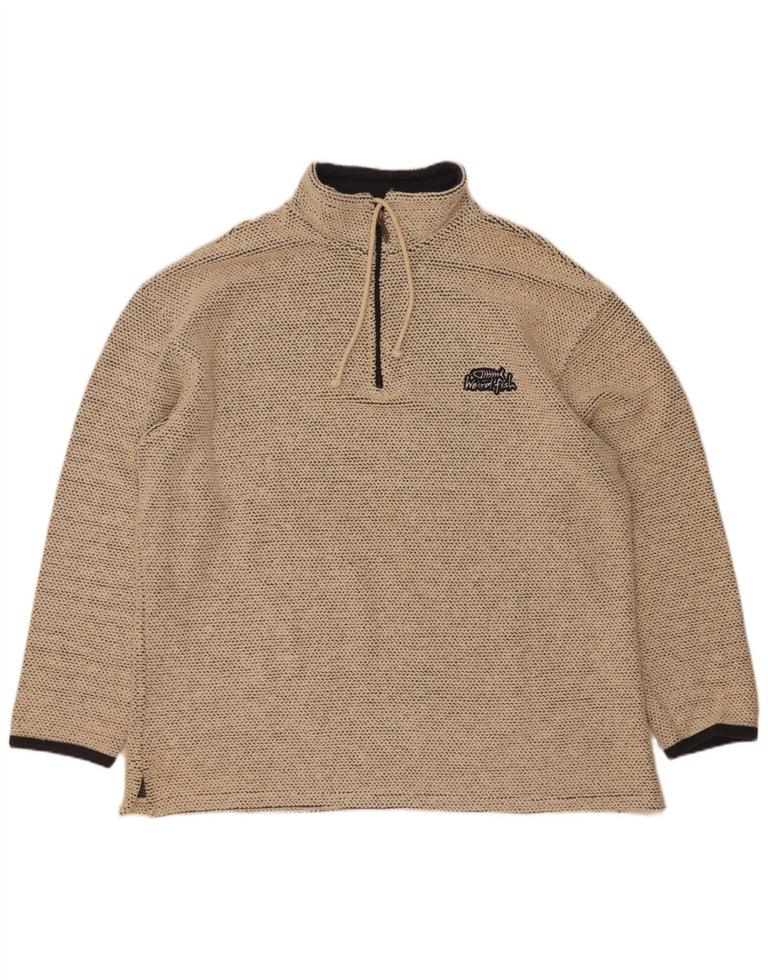 Moletom masculino Weird Fish com zíper e gola em algodão bege XL