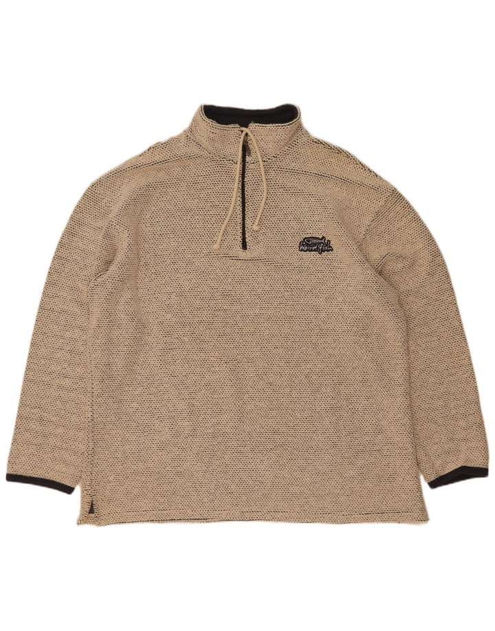Moletom masculino Weird Fish com zíper e gola em algodão bege XL