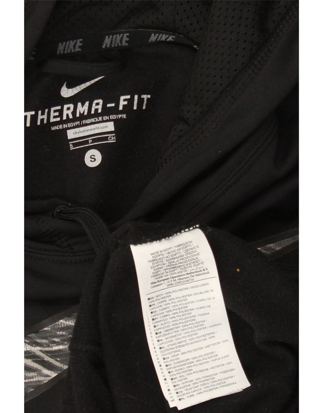 Moletom com capuz gráfico masculino NIKE Therma-Fit pequeno poliéster preto