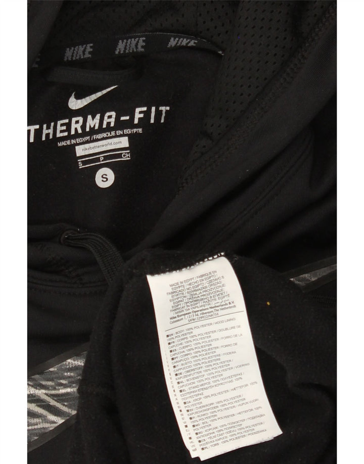 Moletom com capuz gráfico masculino NIKE Therma-Fit pequeno poliéster preto