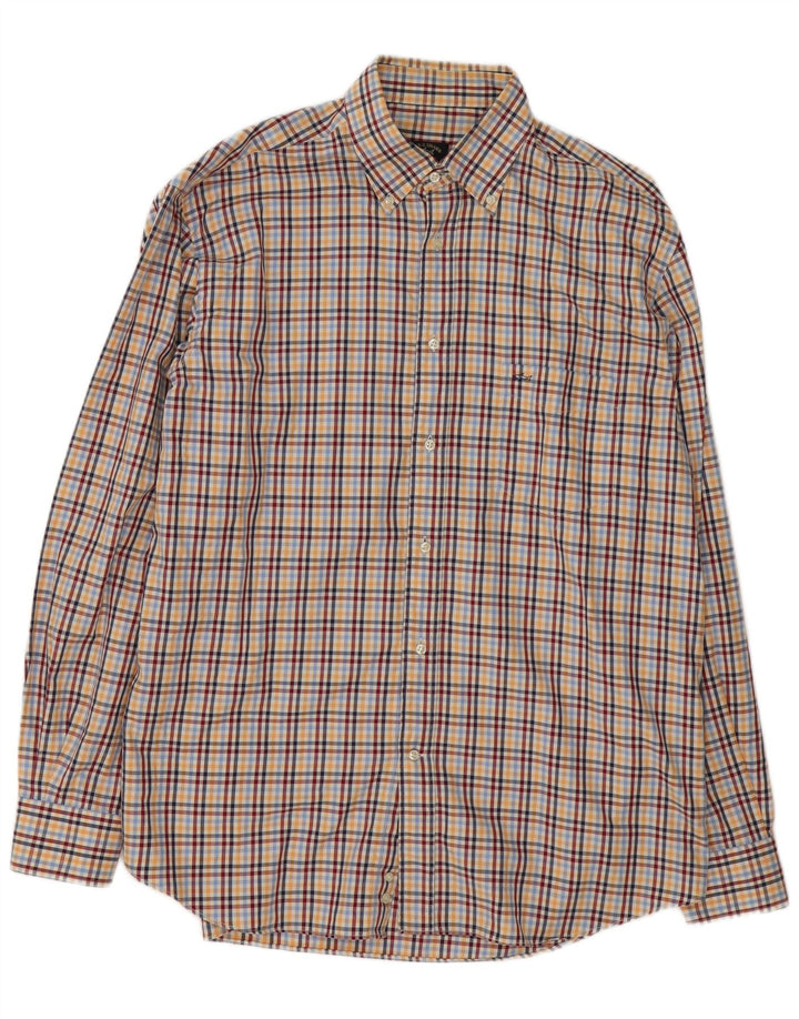 Camisa masculina de flanela Paul & Shark tamanho 43 XL algodão xadrez multicolorido