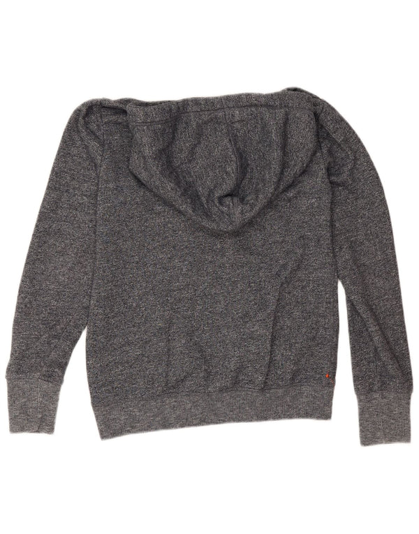 Suéter com capuz gráfico feminino Superdry UK 12 algodão manchado azul marinho médio