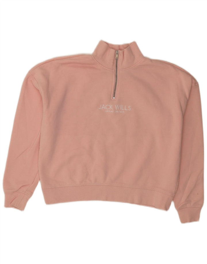 Jack Wills moletom feminino oversized com estampa gráfica Reino Unido 10 pequeno rosa