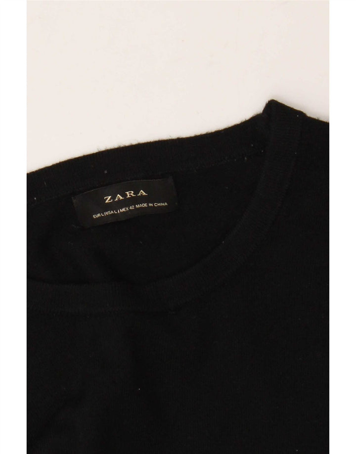 Zara Suéter masculino com gola redonda grande preto