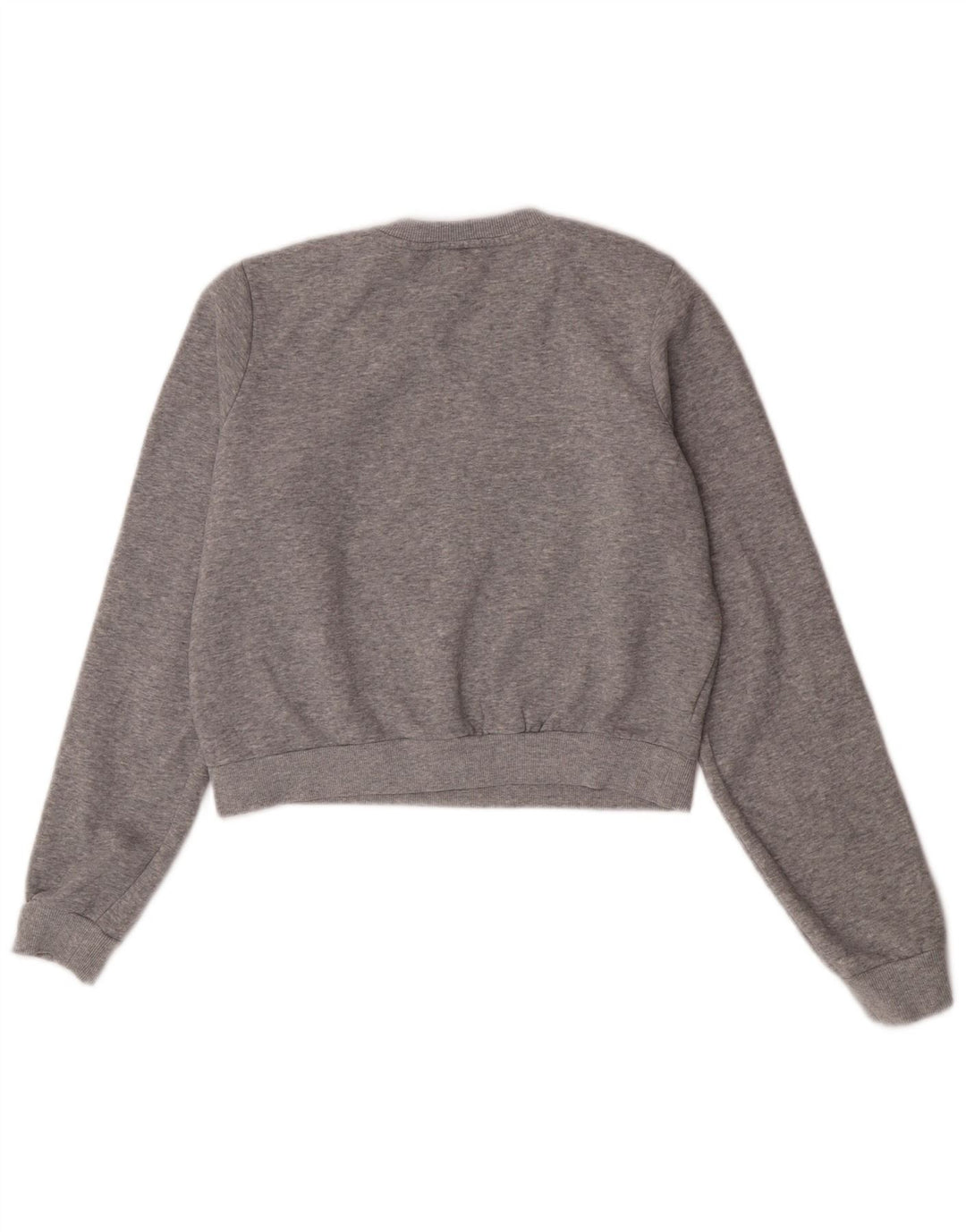 Suéter de moletom feminino Guess Crop Graphic UK 14 bloco colorido cinza médio