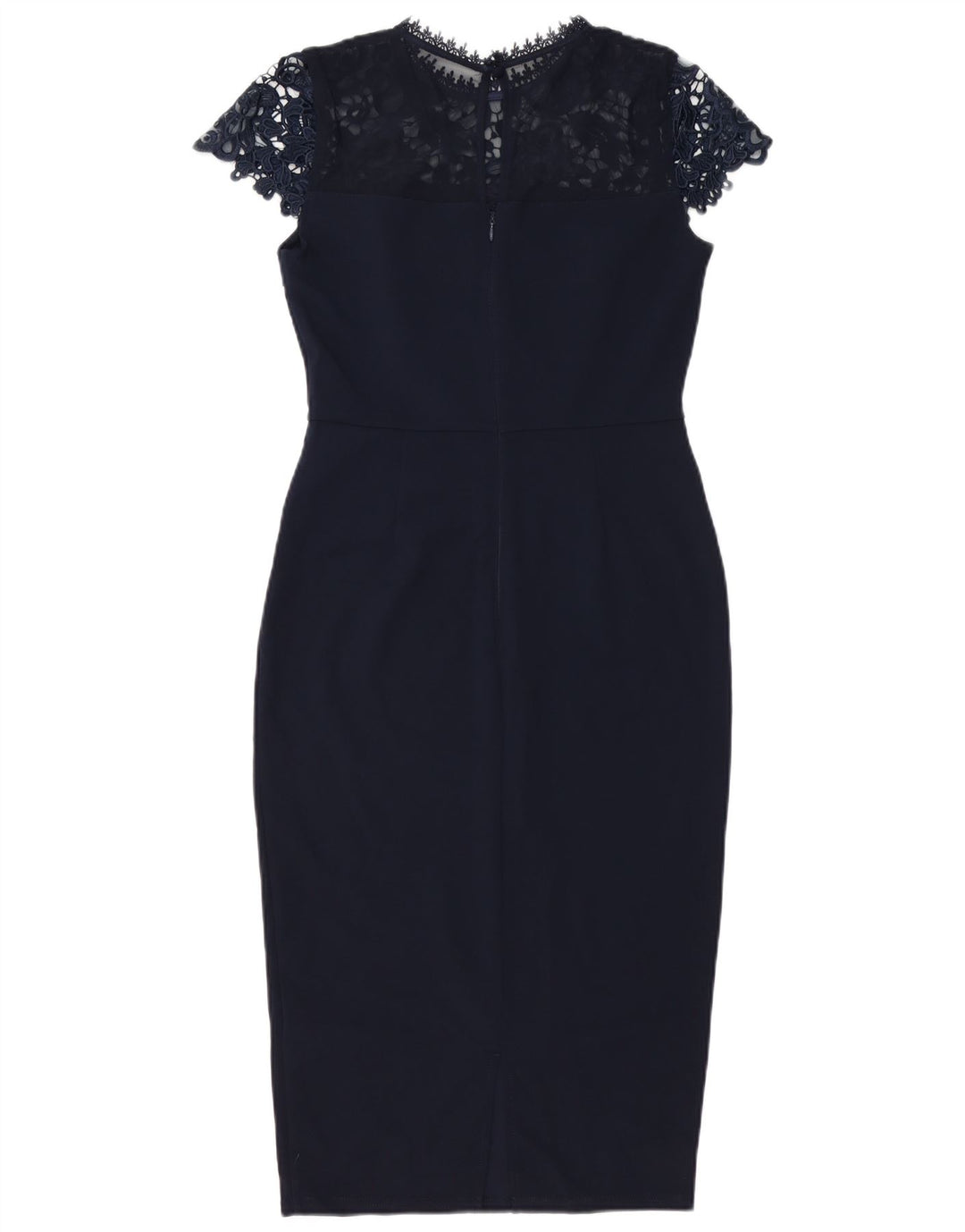 Vestido bodycon feminino Lipsy UK 10 pequeno poliéster azul marinho